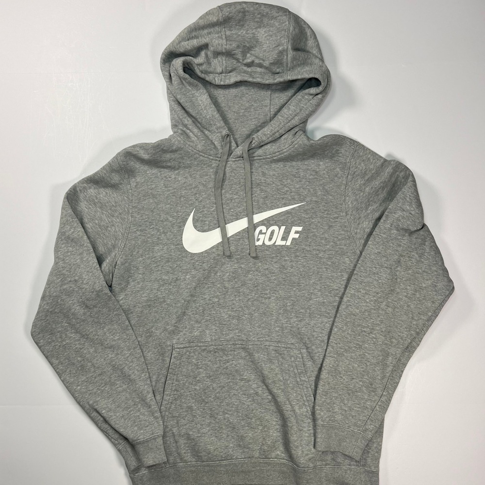 Nike Golf Club Fleece Hoodie Mens Small Gray Swoosh Pullover Sporty Casual